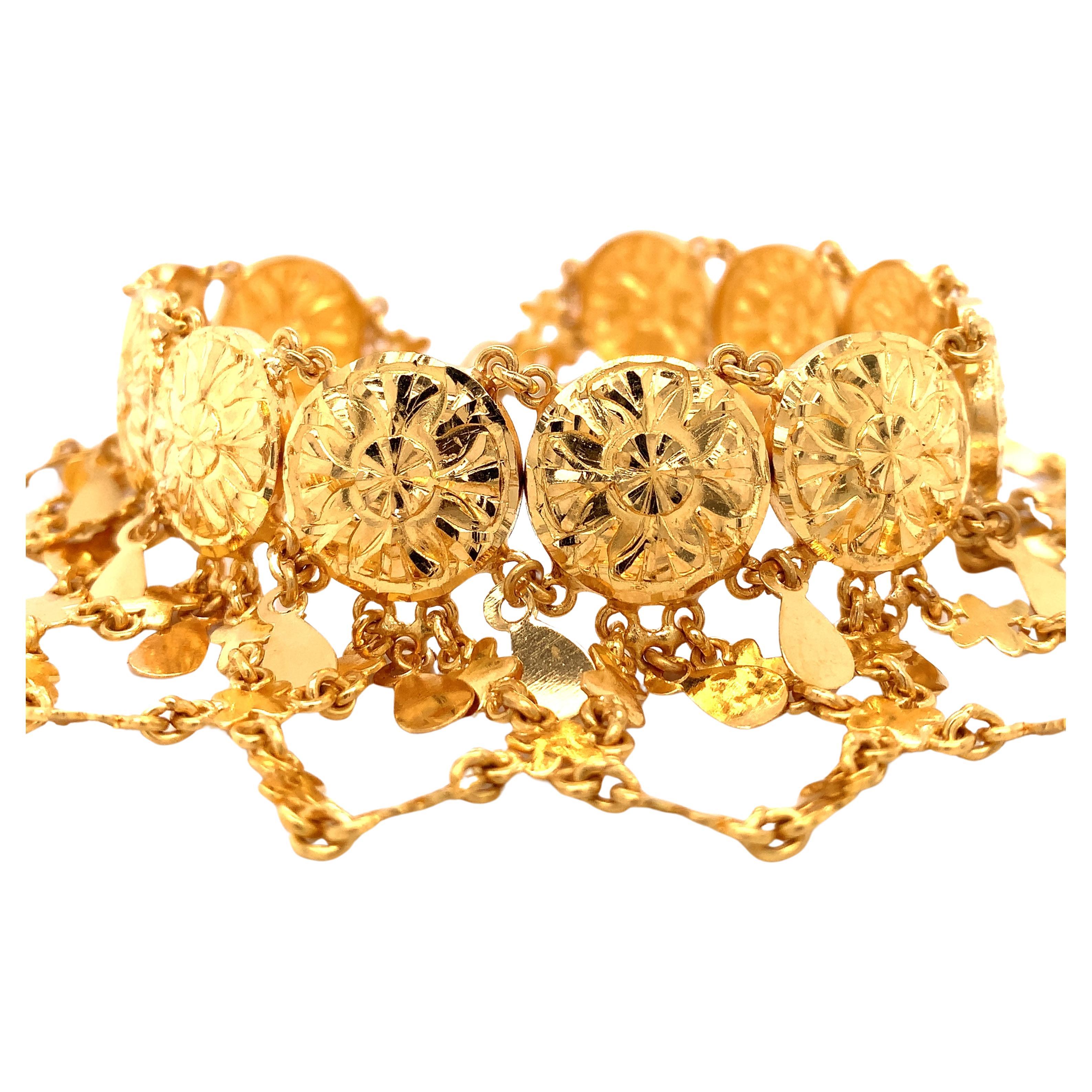 22k Yellow gold anklet bracelet jewellery Indian Asian wedding ceremony art deco
