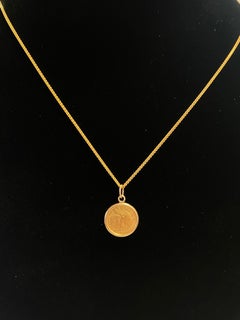 22K Yellow Gold Antique 1567 AD Venezuelan Coin Pendant Necklace