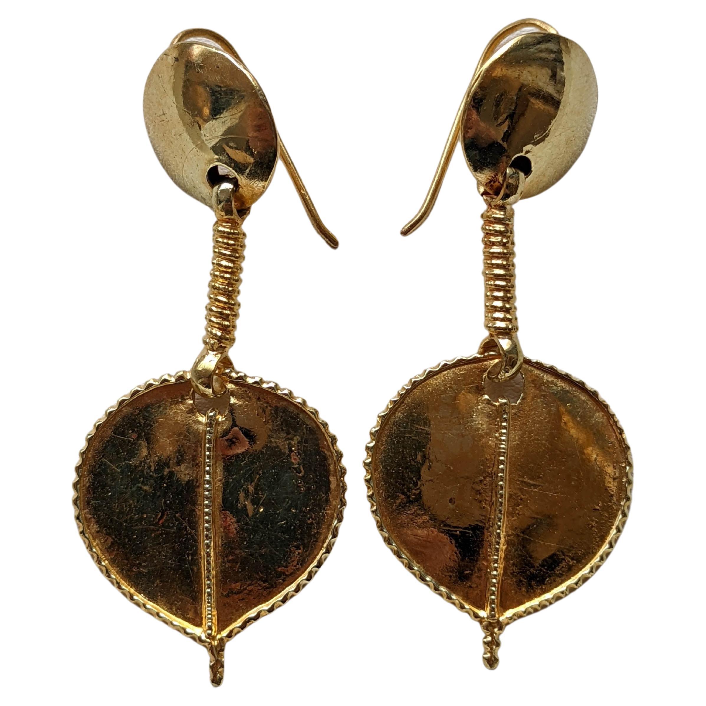 Antique Grape Leaf Earrings and Brooch at 1stDibs
