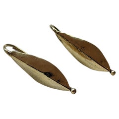 22k Yellow Gold Antique Indian Leaf Drop Earrings