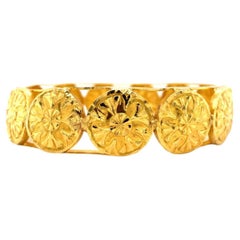 22k Yellow gold bangle bracelet art deco Asian jewellery