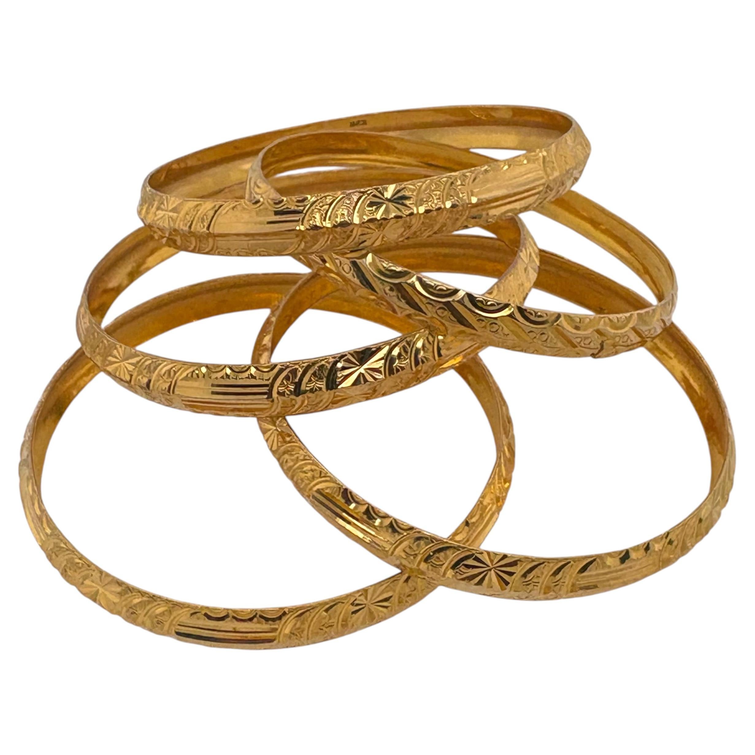 22K Yellow Gold Bangle Bracelet, Five, Dubai