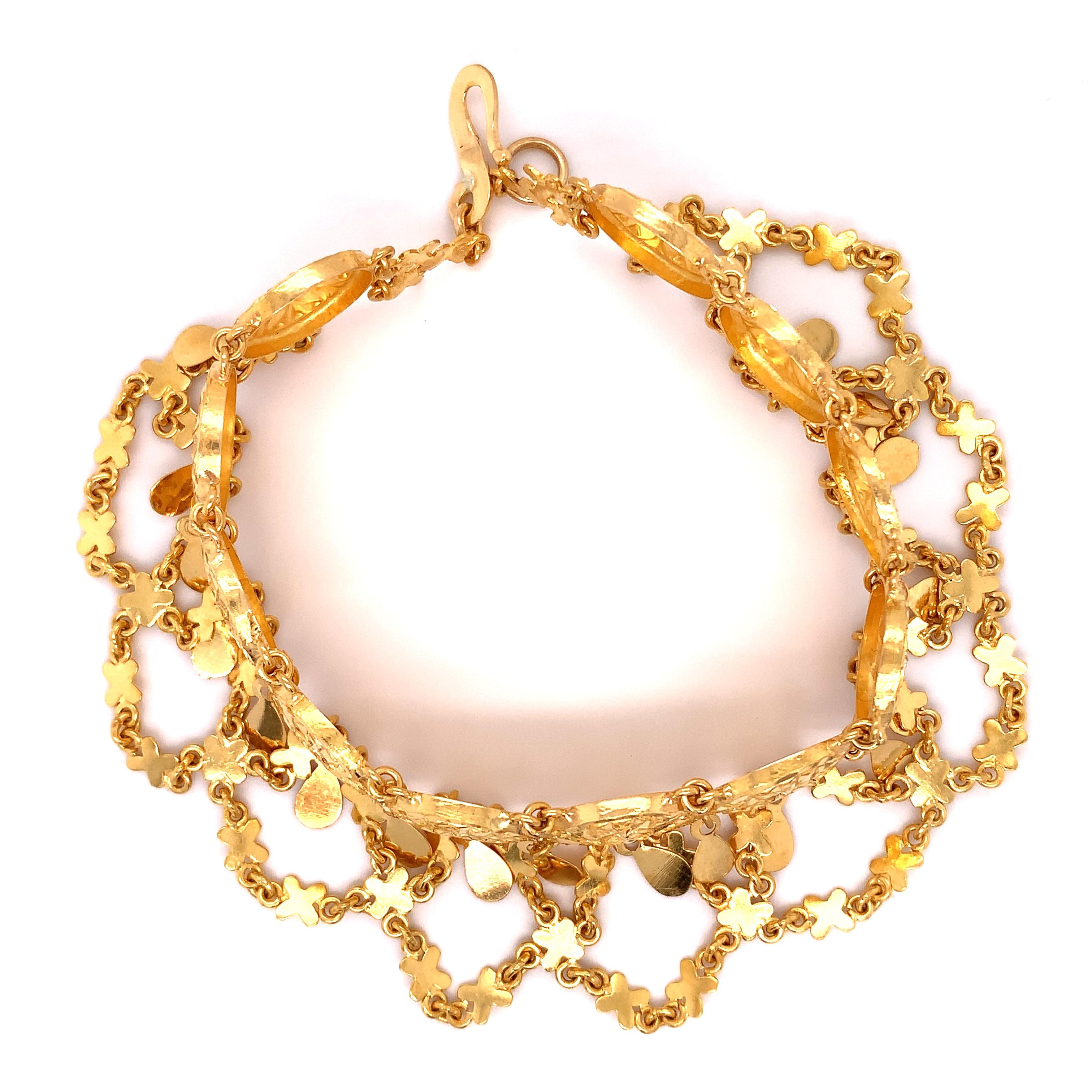22k Yellow gold bangle bracelet ring earrings and anklet jewellery set For Sale 6