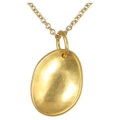 Pendentif en or jaune 22K avec breloque en forme de graine de citrouille, fait à la main, collier