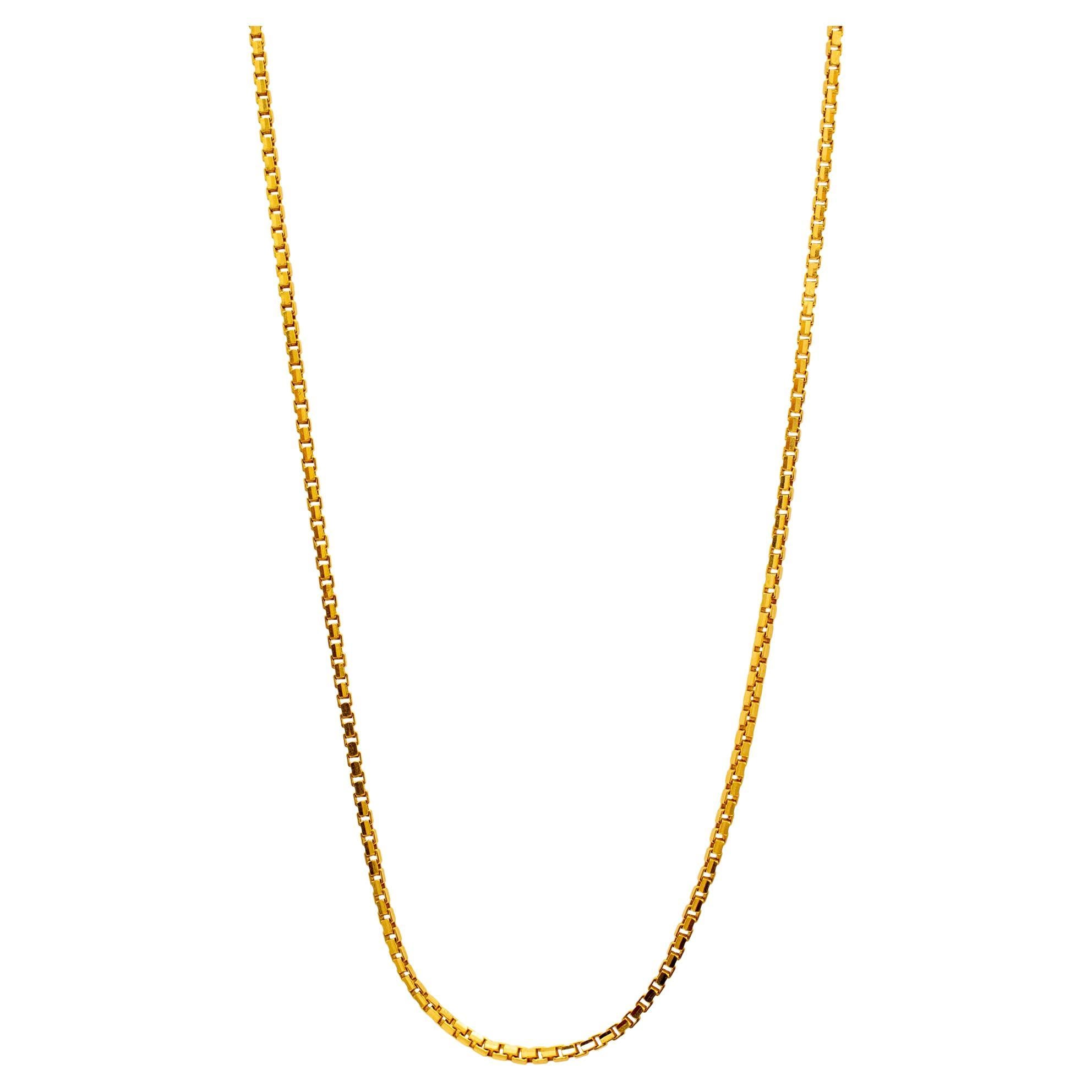 22K Yellow Gold Box Chain Necklace For Sale