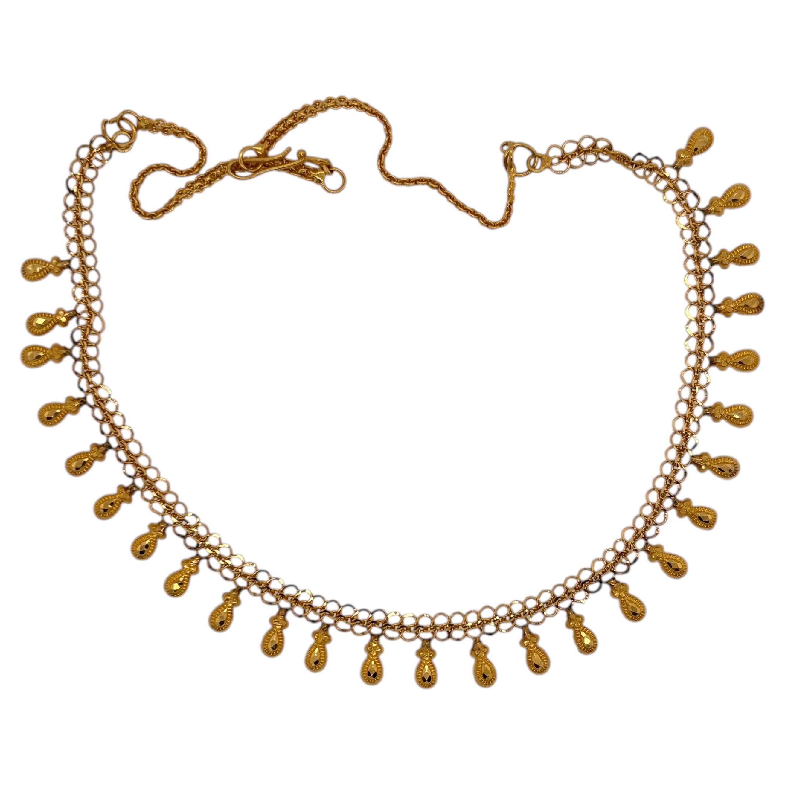 Collier ras-du-cou en or jaune 22 carats, bracelet de cheville ou « payal », 10,53 grammes