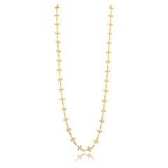 22k Yellow Gold Diamond Cross Station Necklace