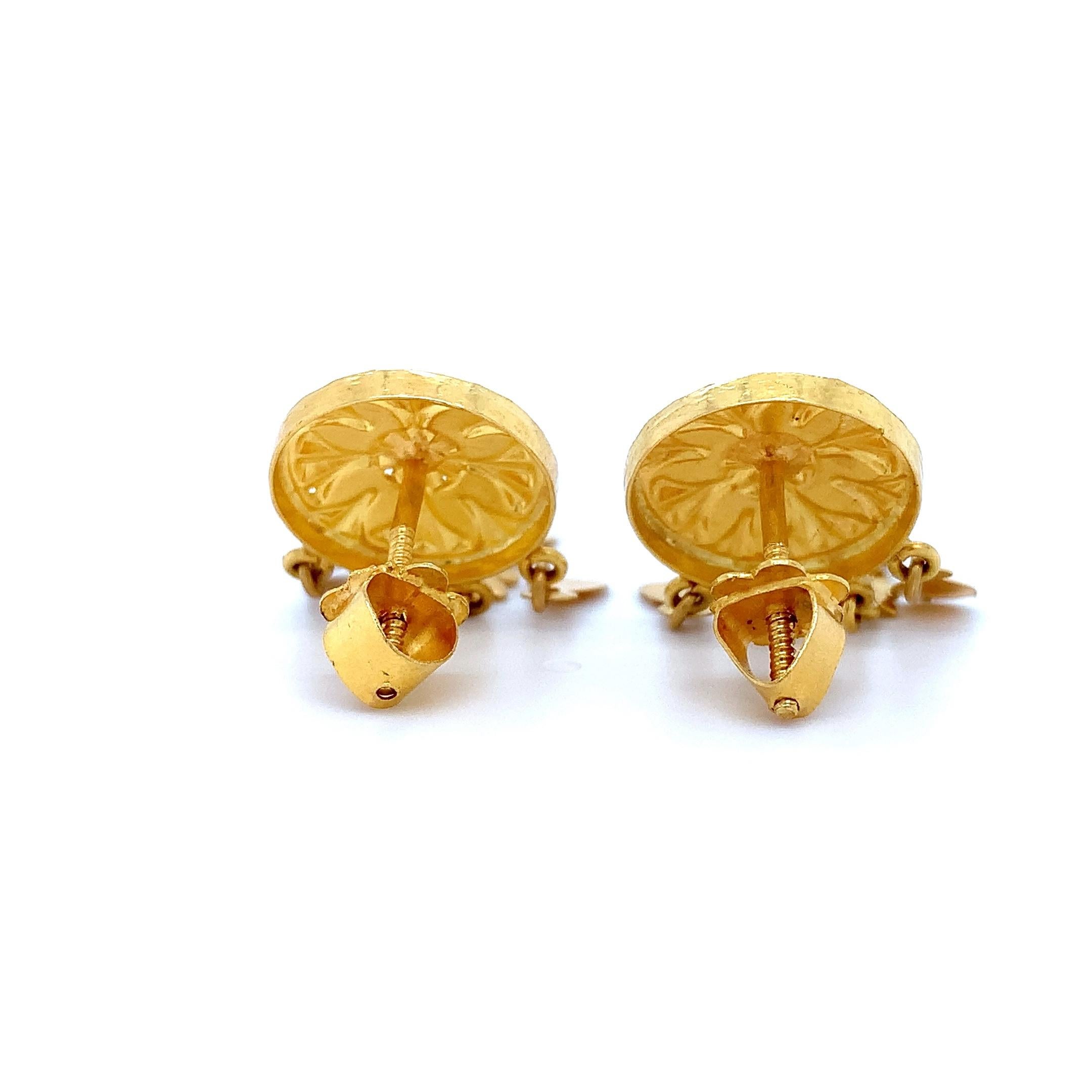 22k Yellow gold drop dangle earrings For Sale 2