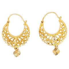 22 Karat Gelbgold Tropfenohrringe Asiatisch Art Deco