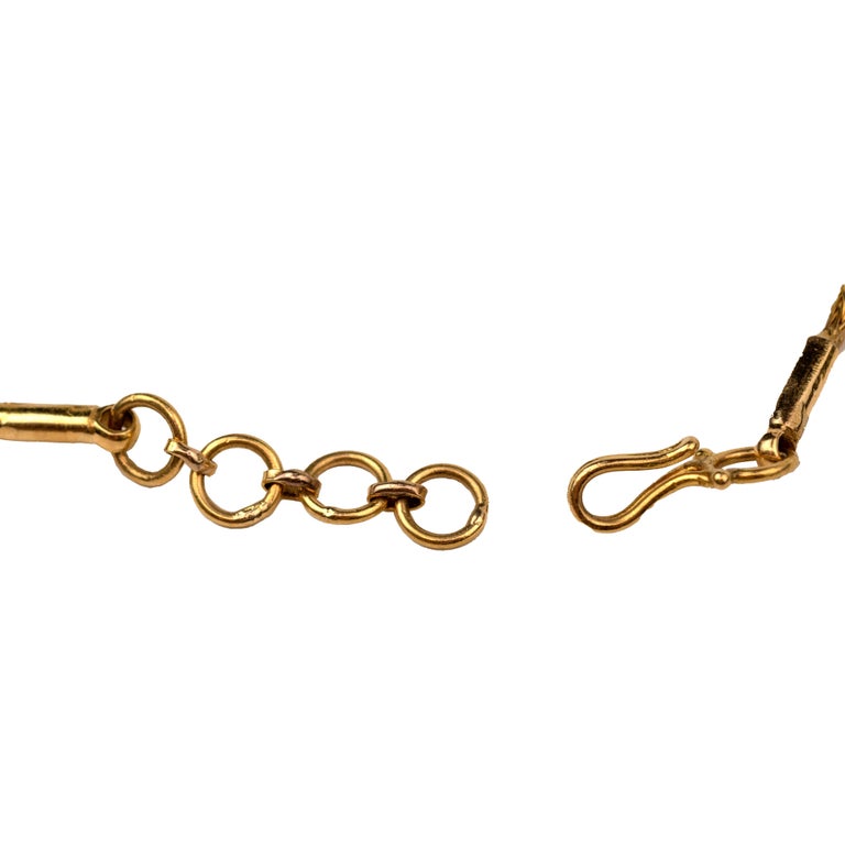 Women's 22K Yellow Gold Enamel Pendant Necklace 25g For Sale