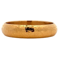 22k Yellow gold hammered wedding ring band 5mm