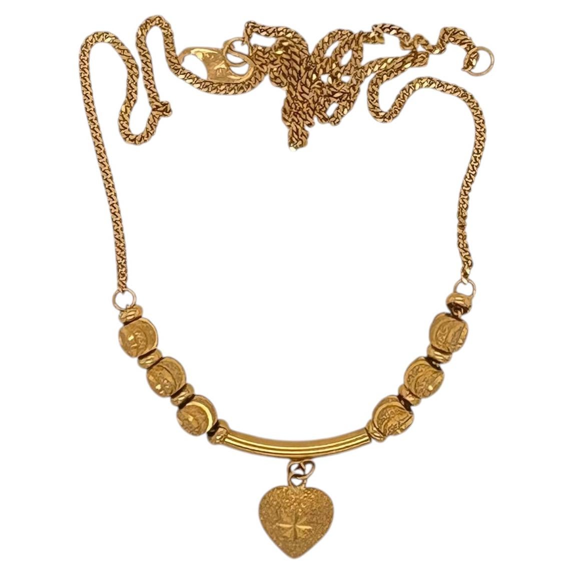22K Yellow Gold, Heart Love Necklace, Pendant, 12.23g