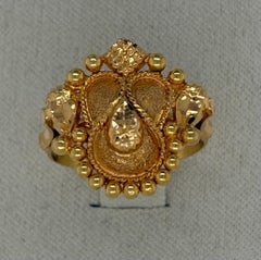 Anello con motivo a cuore in oro giallo 22 carati, 2,67 g, misura 6,5