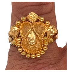 Anello con motivo a cuore in oro giallo 22 carati, 2,67 g, misura 6,5