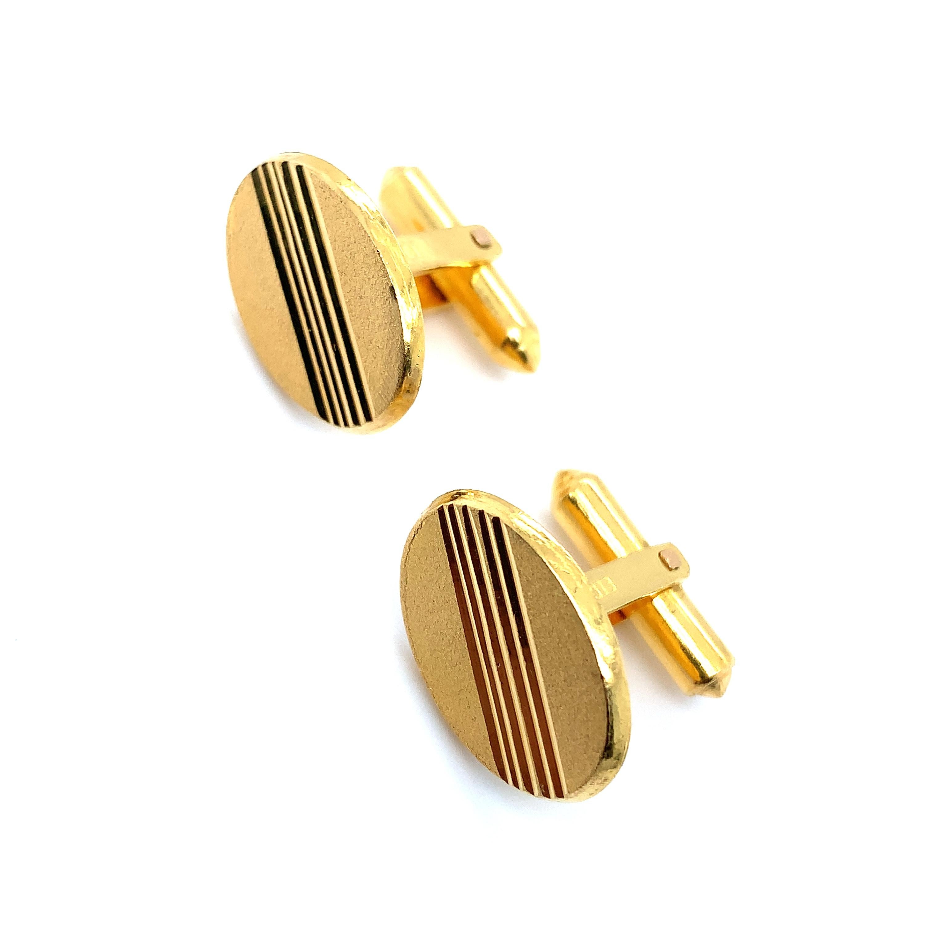 22 Karat Gelbgold Herren Manschettenknöpfe oval geformt einfach im Angebot 6