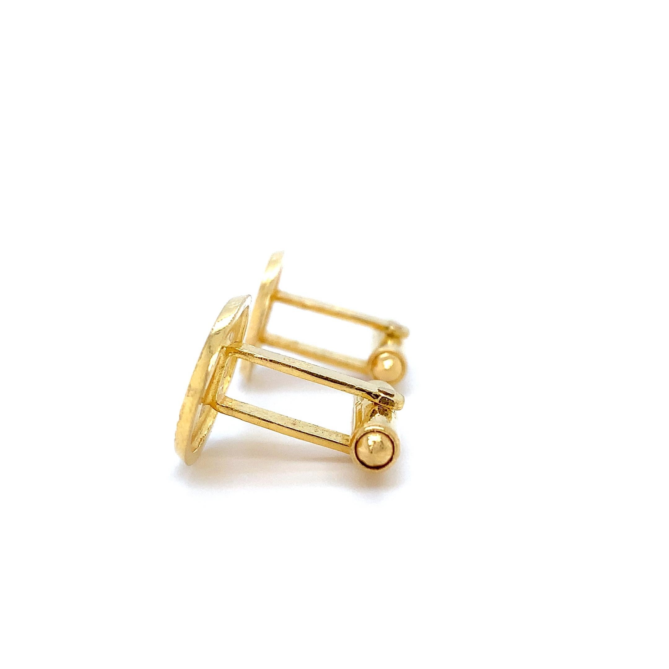 22 Karat Gelbgold Herren Manschettenknöpfe oval geformt einfach im Zustand „Neu“ im Angebot in London, GB