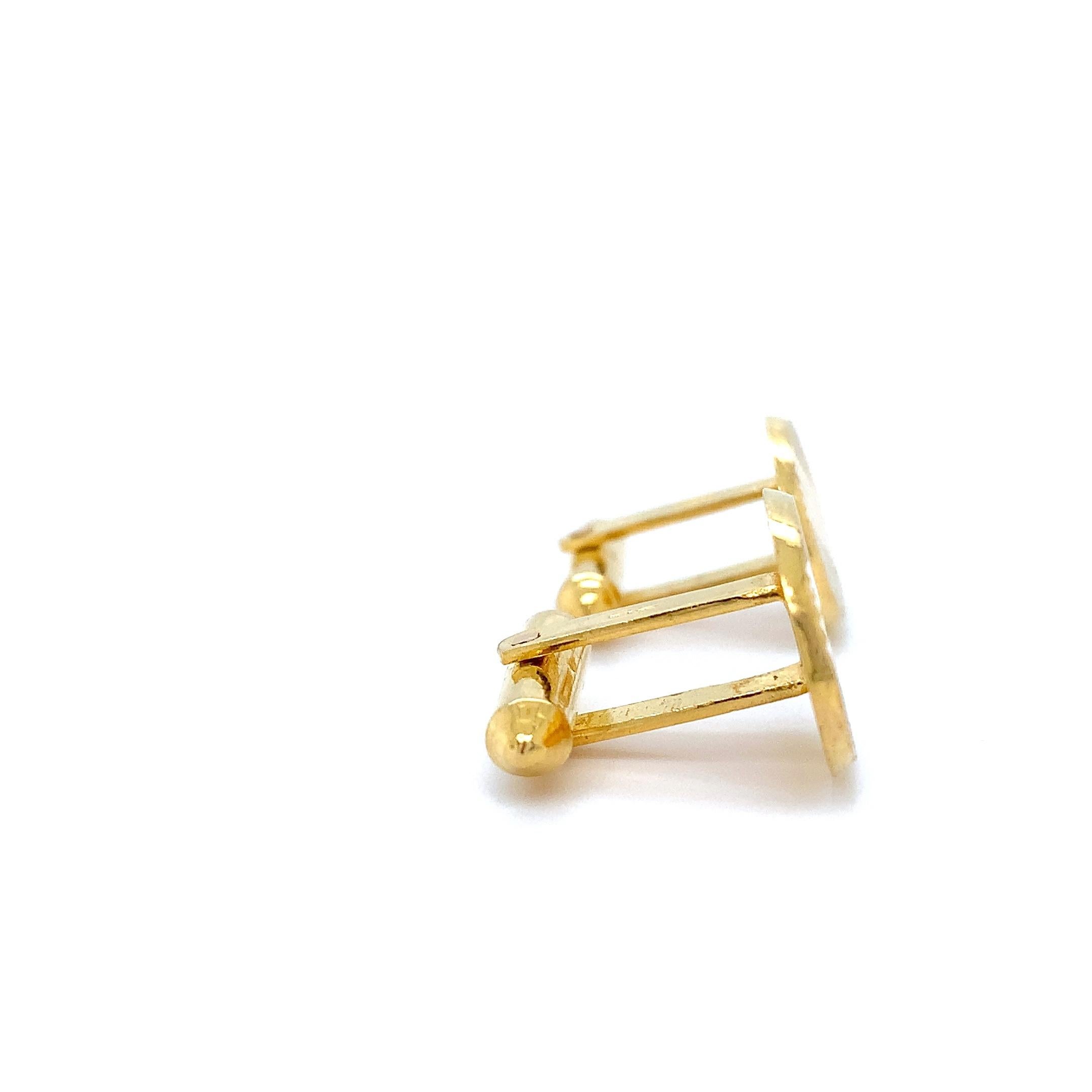 22 Karat Gelbgold Herren Manschettenknöpfe oval geformt einfach im Angebot 1