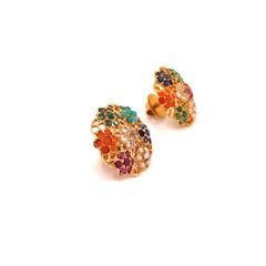 22 Karat Yellow Gold Multi-Gem Earrings