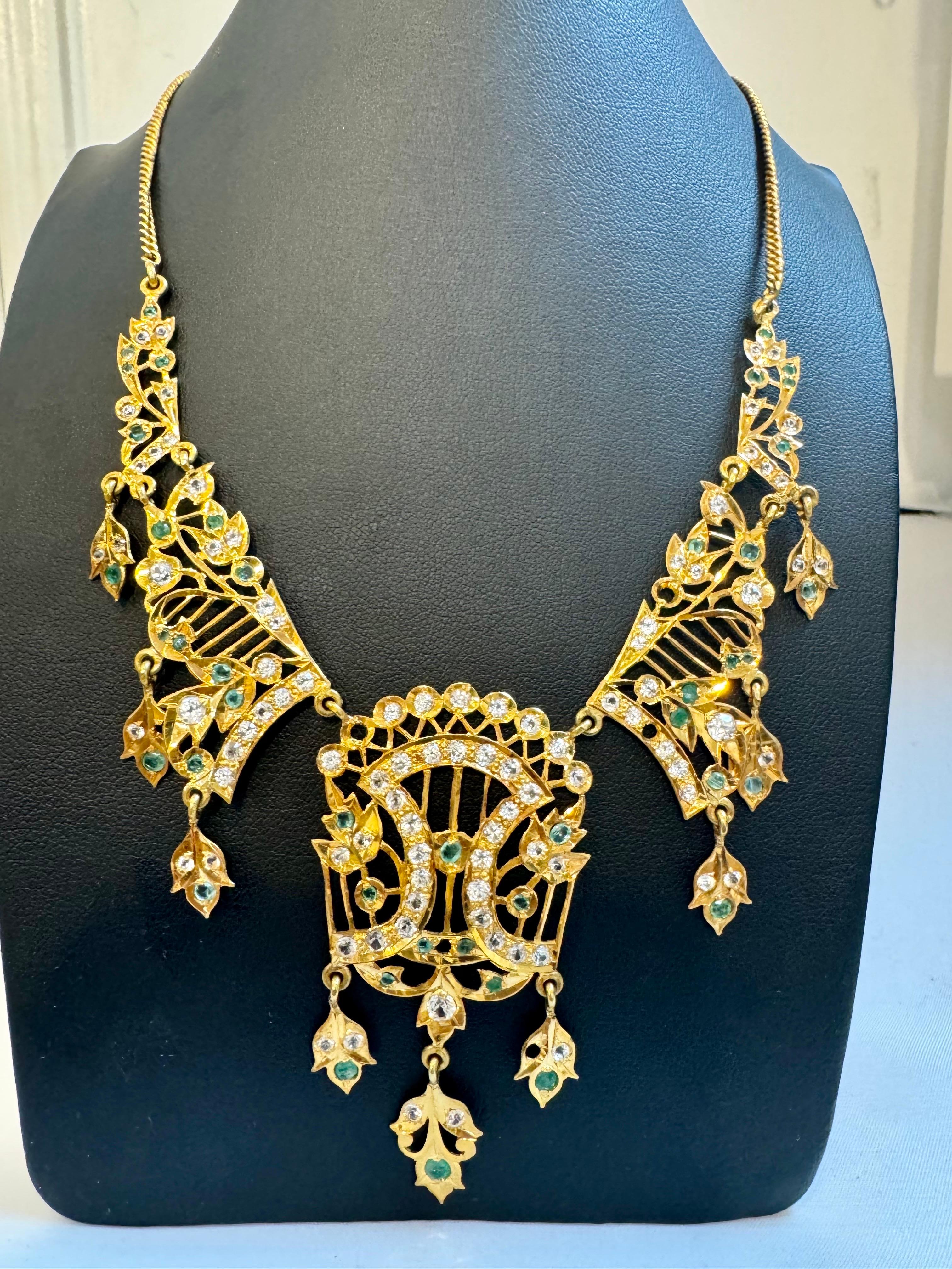 22k Yellow Gold Necklace Jewelry, Indian Handmade ,  Vintage Necklace Suite 4