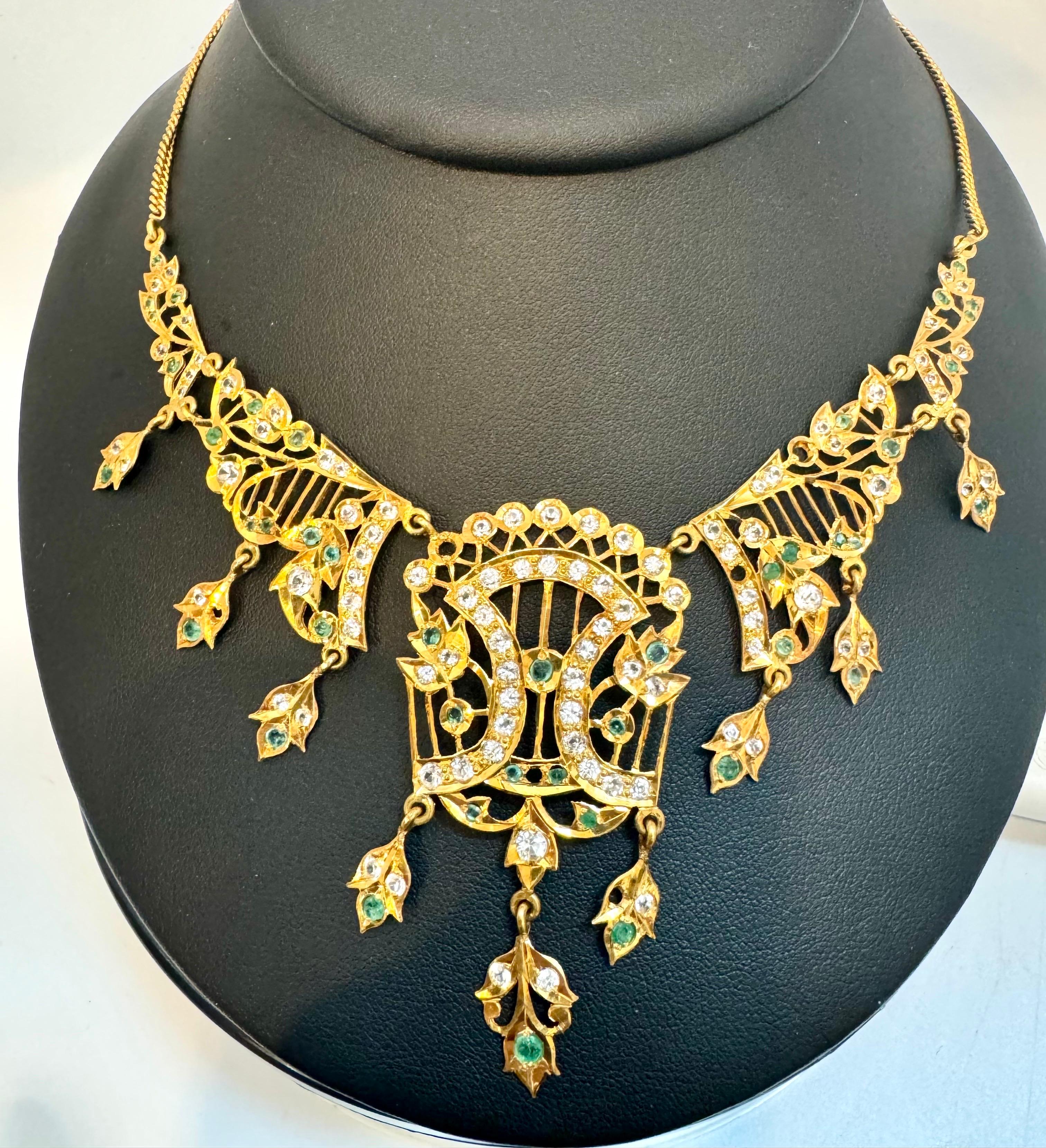 22k Yellow Gold Necklace Jewelry, Indian Handmade ,  Vintage Necklace Suite 5