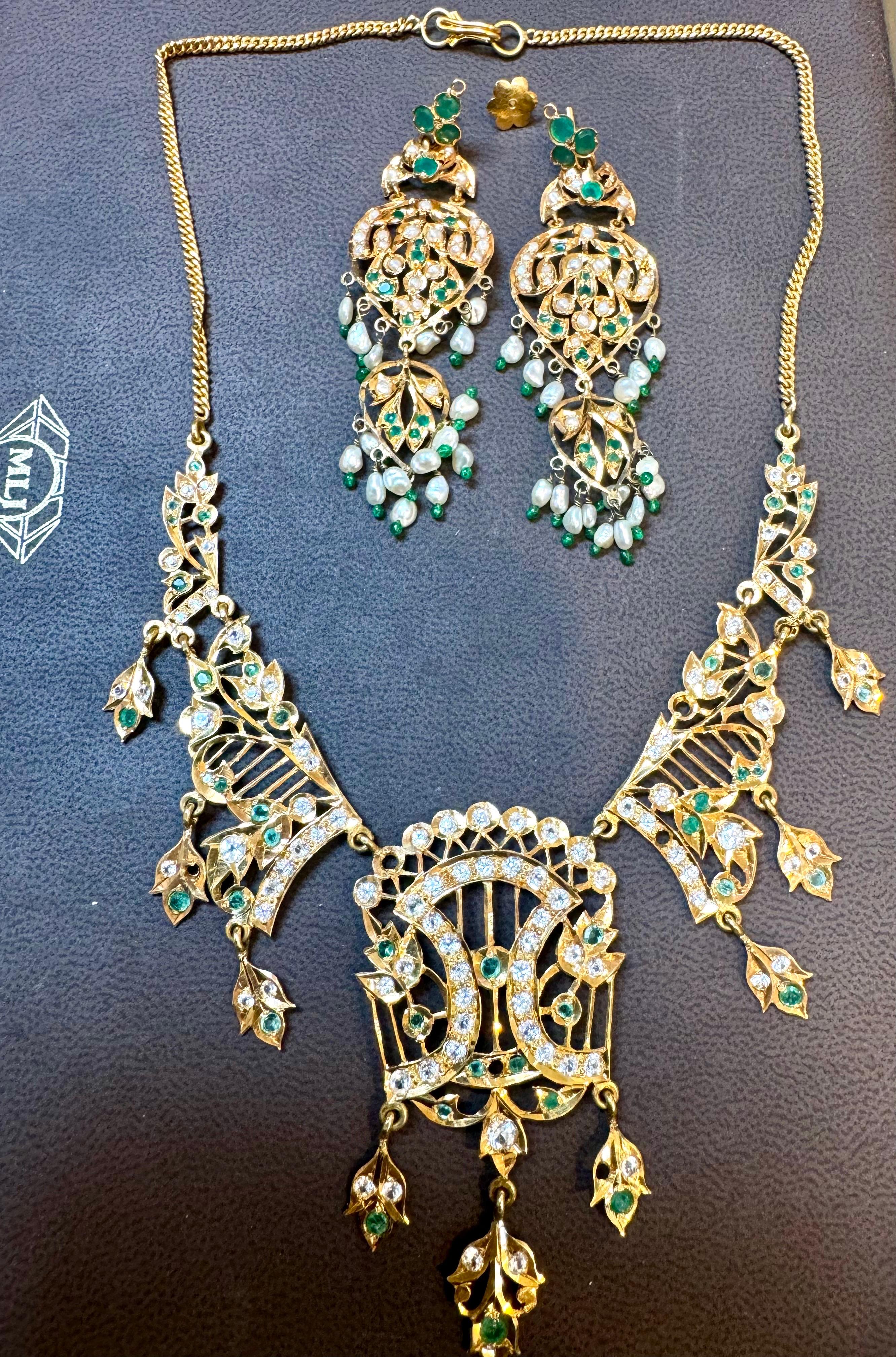 22k Yellow Gold Necklace Jewelry, Indian Handmade ,  Vintage Necklace Suite 7