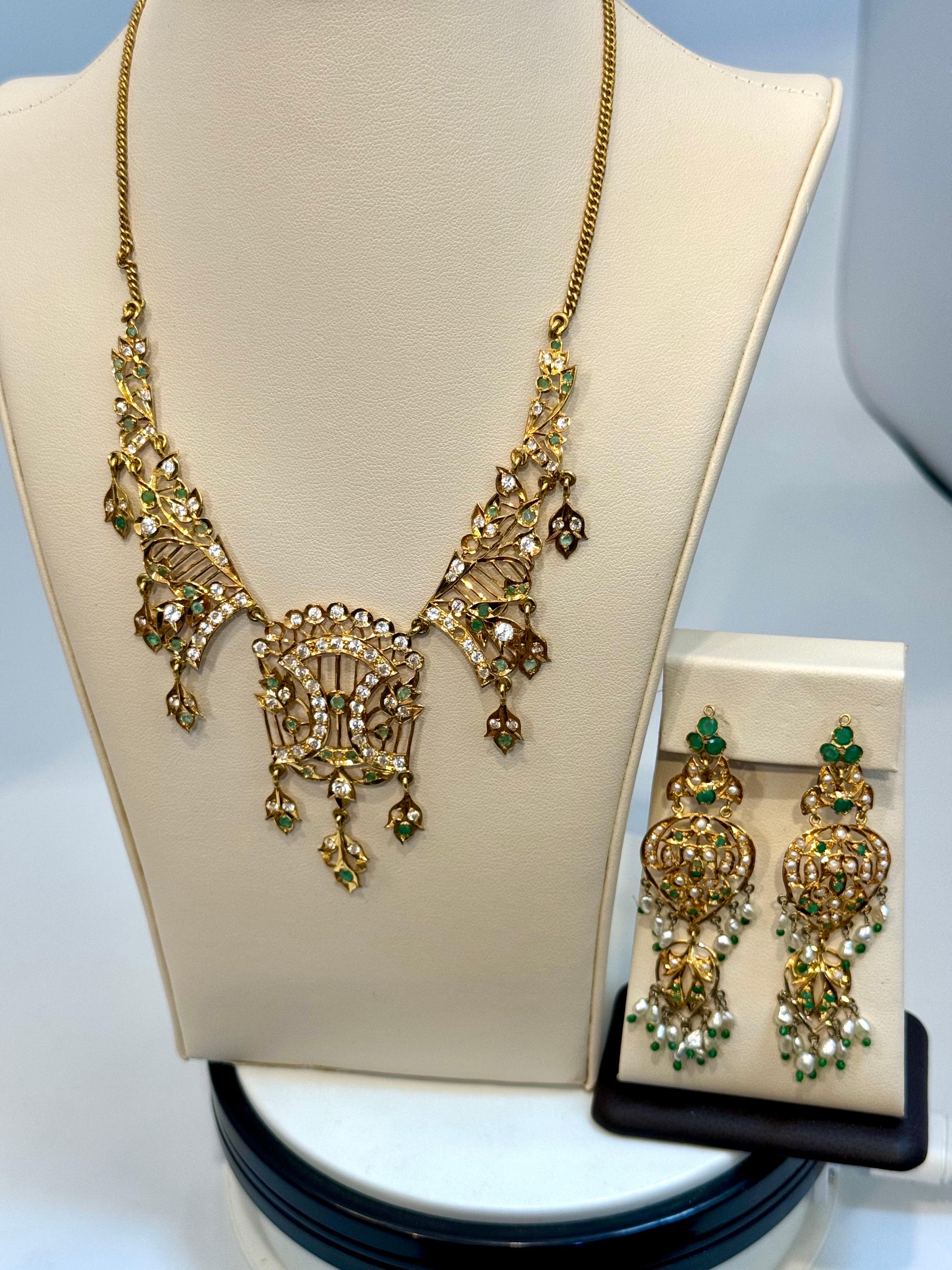 22k Yellow Gold Necklace Jewelry, Indian Handmade ,  Vintage Necklace Suite 8