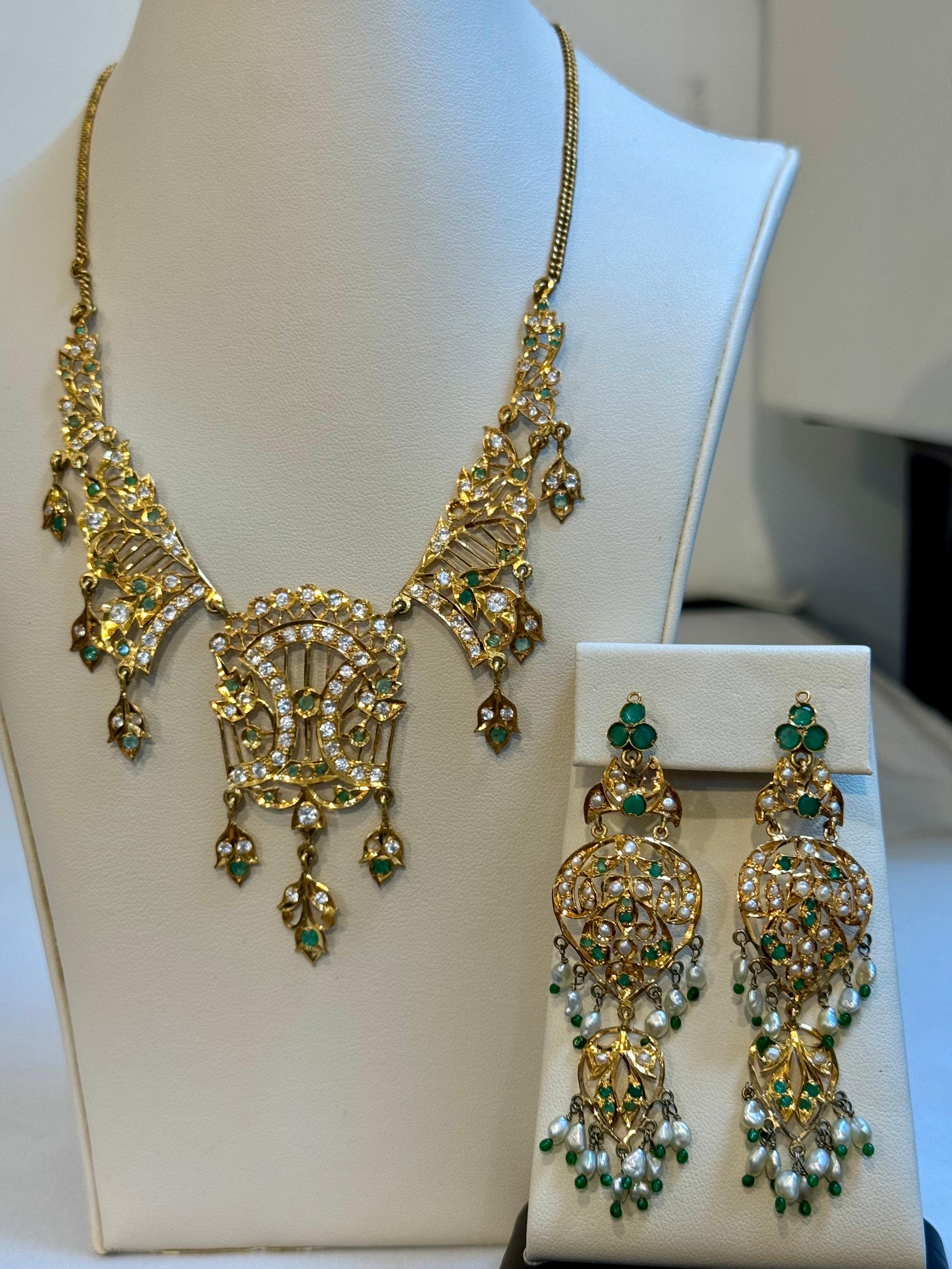22k Yellow Gold Necklace Jewelry, Indian Handmade ,  Vintage Necklace Suite 9