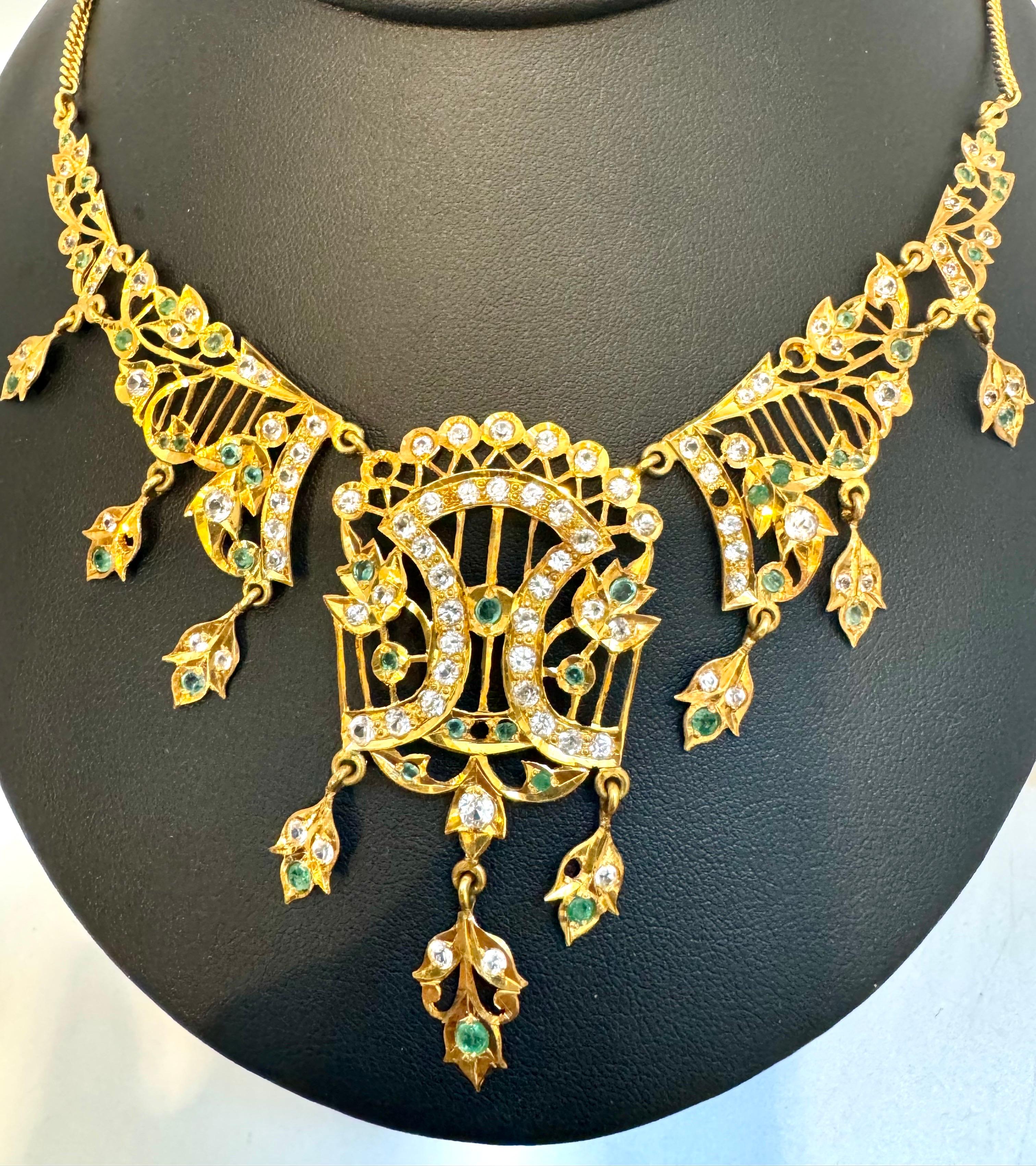 Men's 22k Yellow Gold Necklace Jewelry, Indian Handmade ,  Vintage Necklace Suite