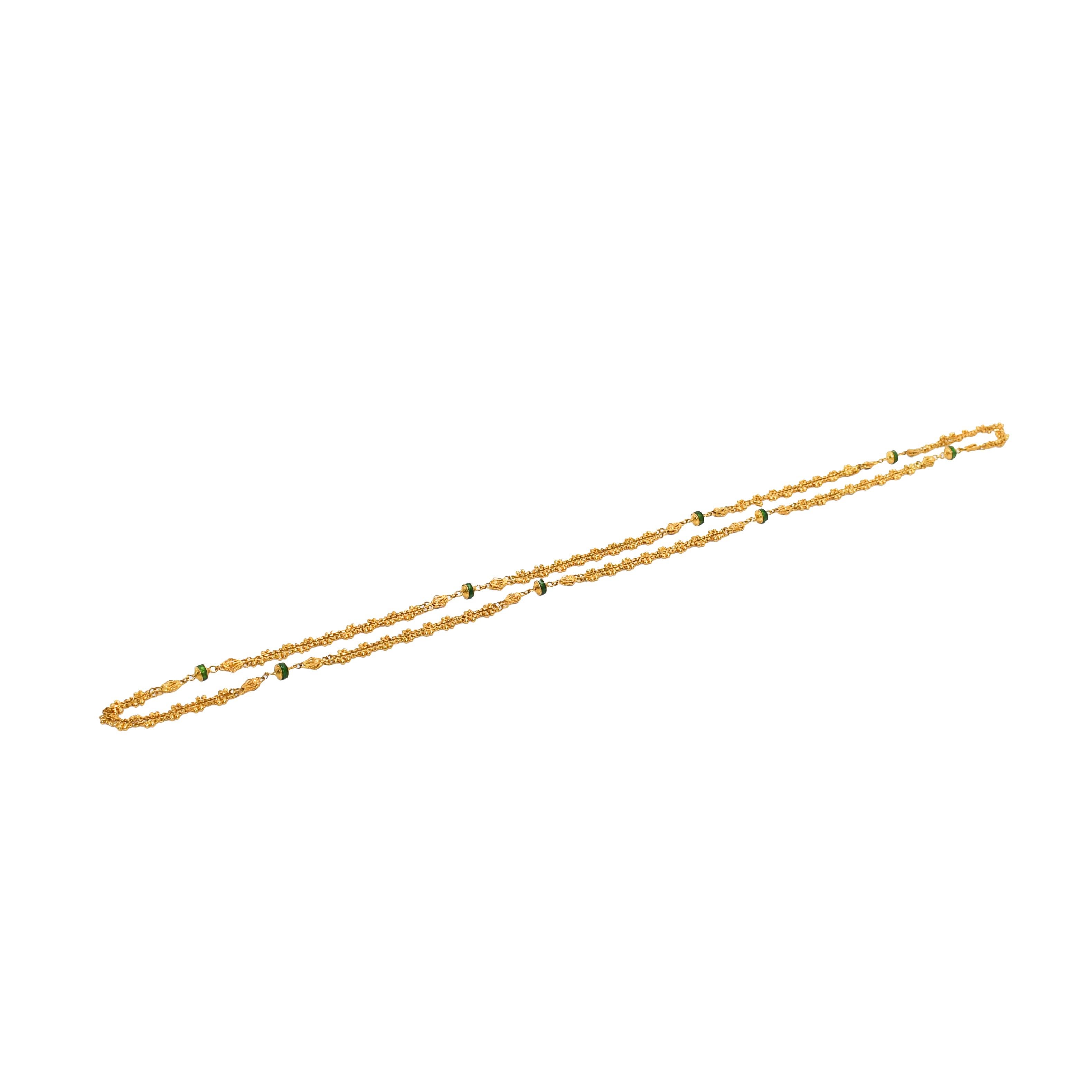 Verschnörkelte Emaille-Halskette aus 22K Gelbgold im Angebot 2