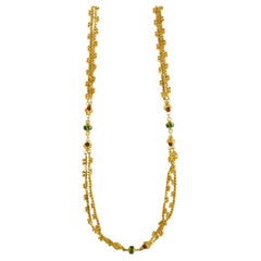 Vintage 22K Yellow Gold Ornate Enamel Necklace