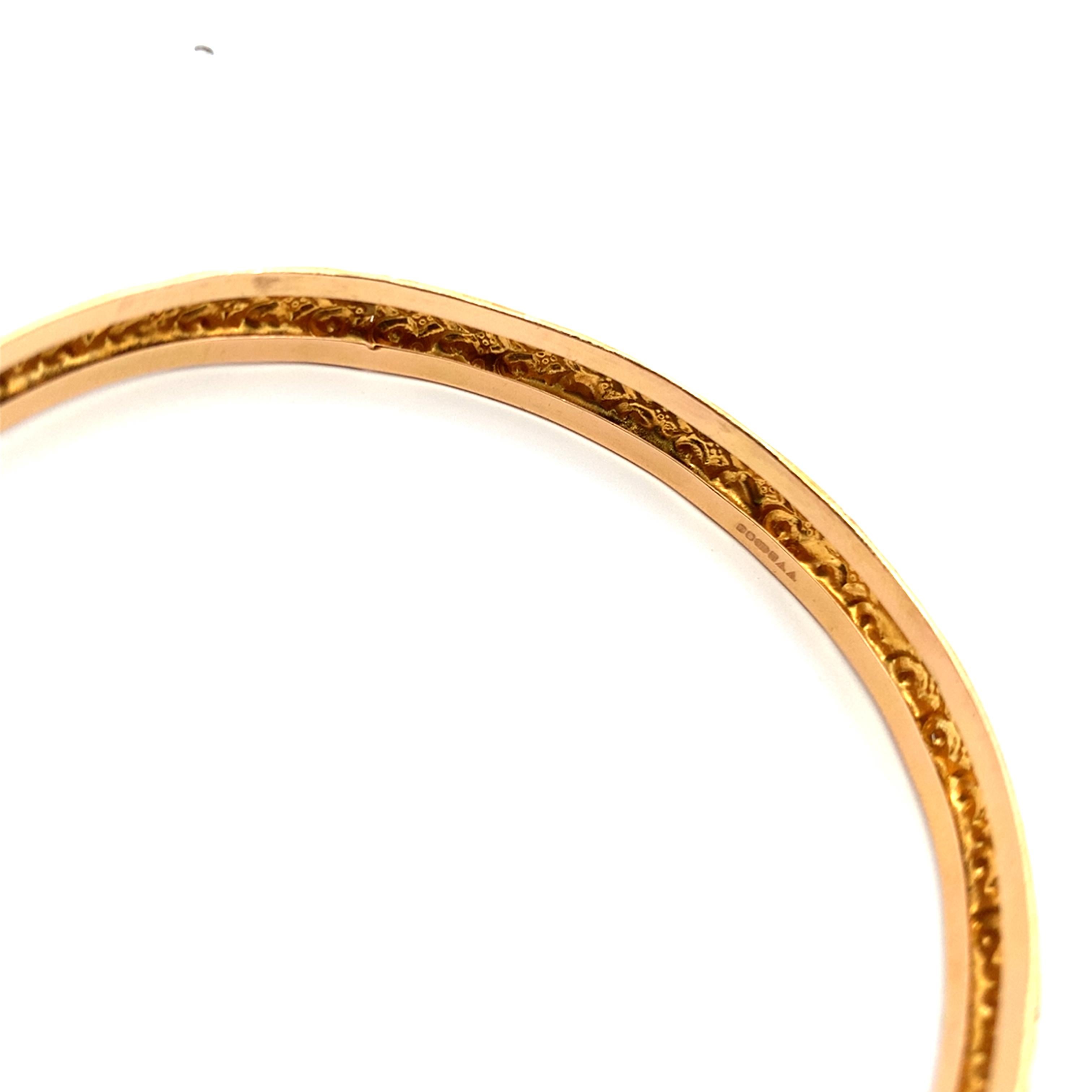 Women's or Men's 22k Yellow gold patterned matching bangle bracelets For Sale