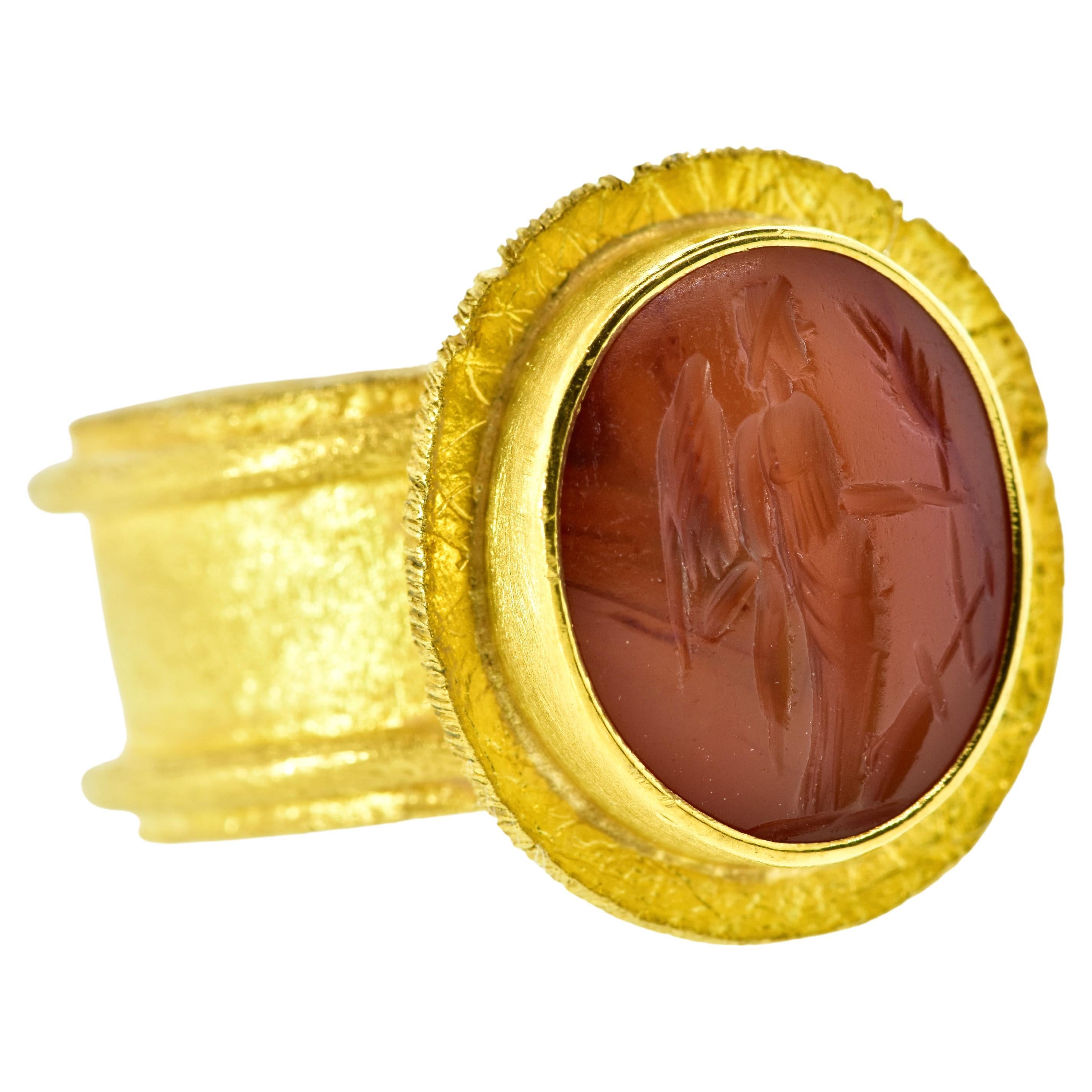 22K Yellow Gold Ring Centering an Antique Intaglio, Fairchild & Co.