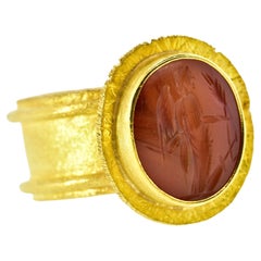 22K Yellow Gold Ring Centering an Vintage Intaglio, Fairchild & Co.