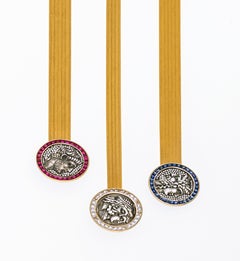 22 Karat Gold Roman Coin Wicker Bracelet with 4.51 Carat Ruby 0.80 Carat Diamond