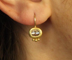 22K Yellow Gold Rose Cut Diamond Drop Earrings by Bracken Jewelers