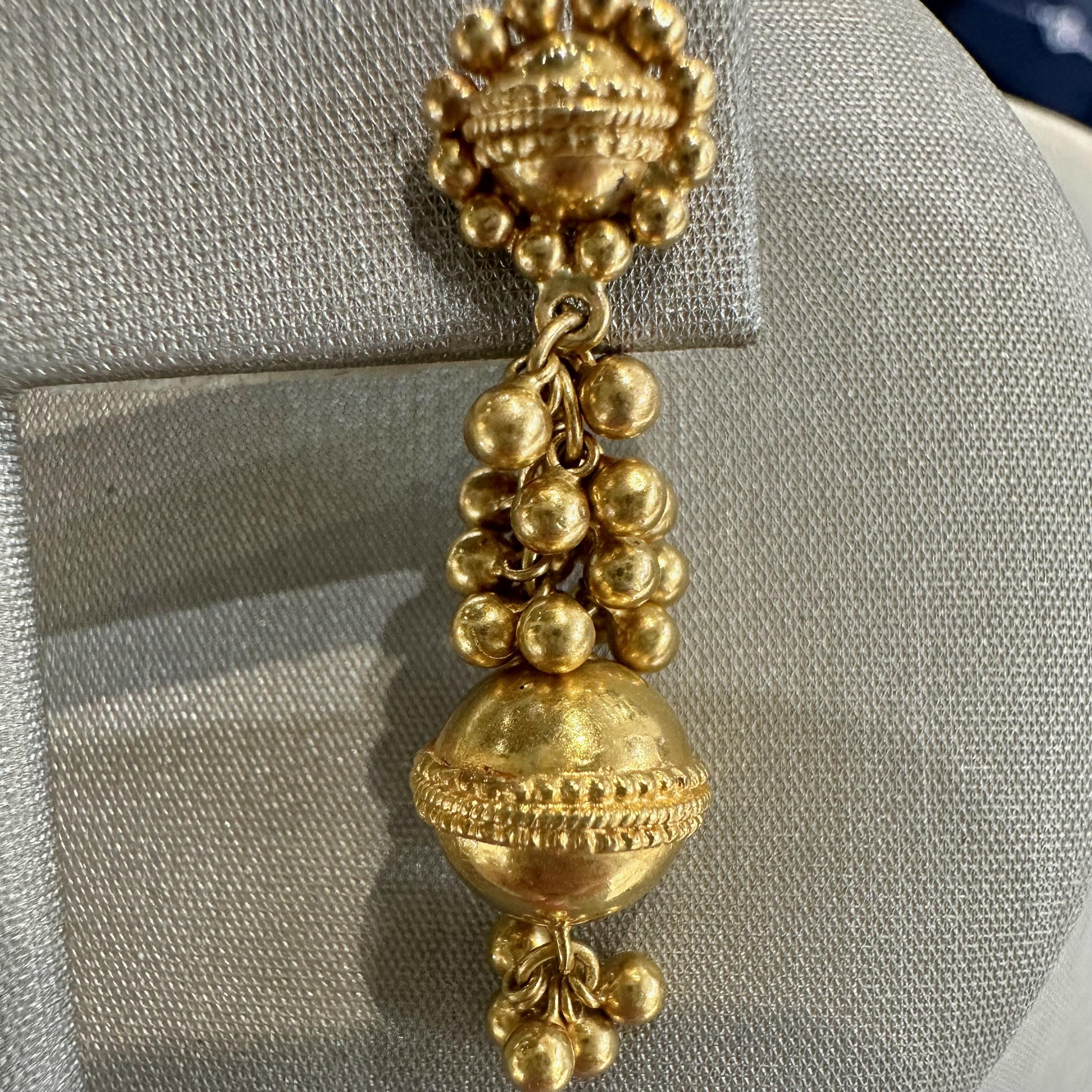 22k Yellow Gold Signed KDM Earrings and Necklace Set 2