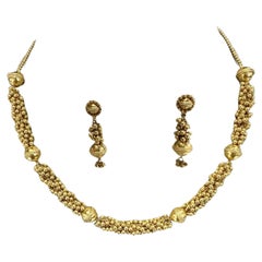 22k Yellow Gold Signed KDM Earrings and Necklace Set