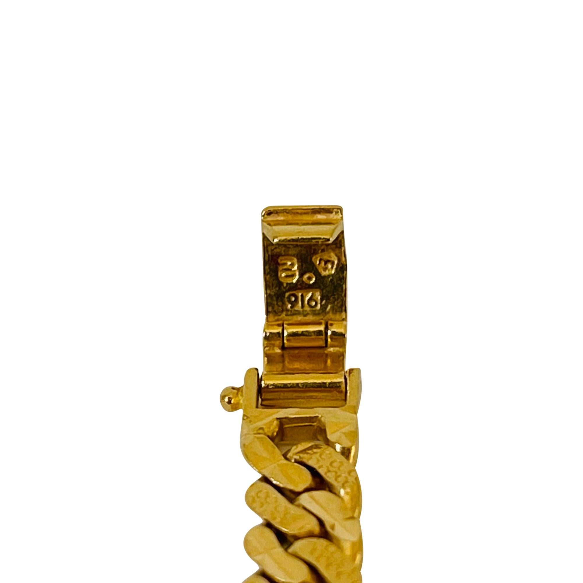 22 Karat Yellow Gold Solid Diamond Cut Fancy Curb Link Bracelet 2