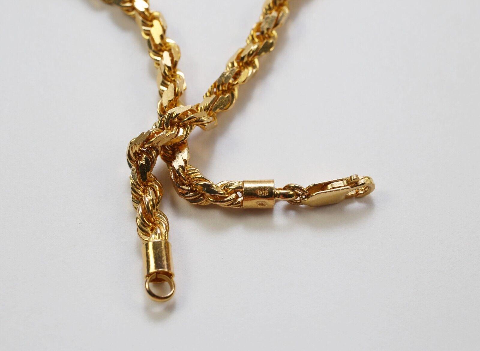 Chaîne de corde en or jaune 22k massif avec diamants, 23 pouces - 66.1g en vente 1
