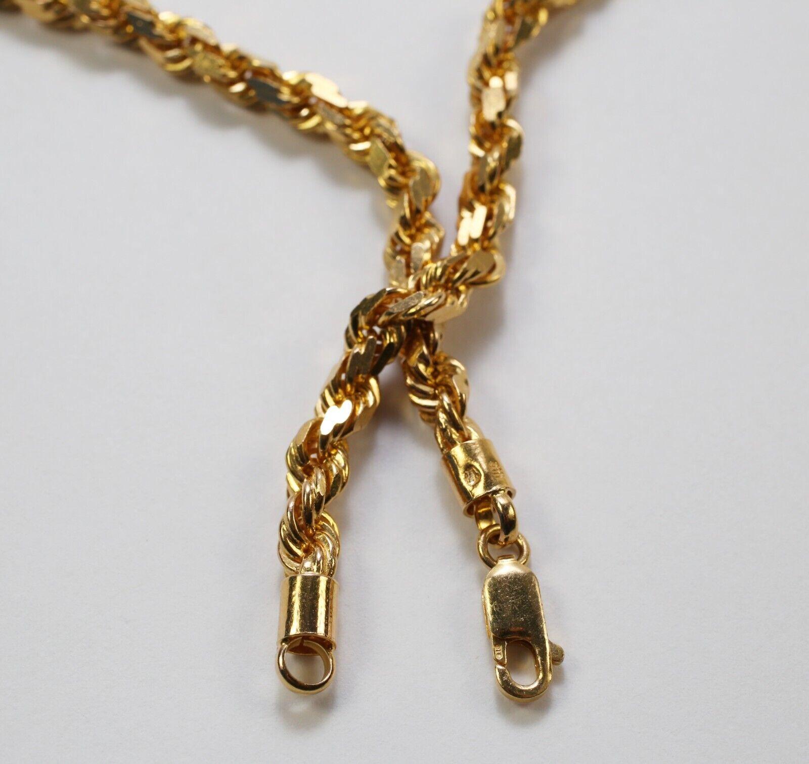 Chaîne de corde en or jaune 22k massif avec diamants, 23 pouces - 66.1g en vente 2