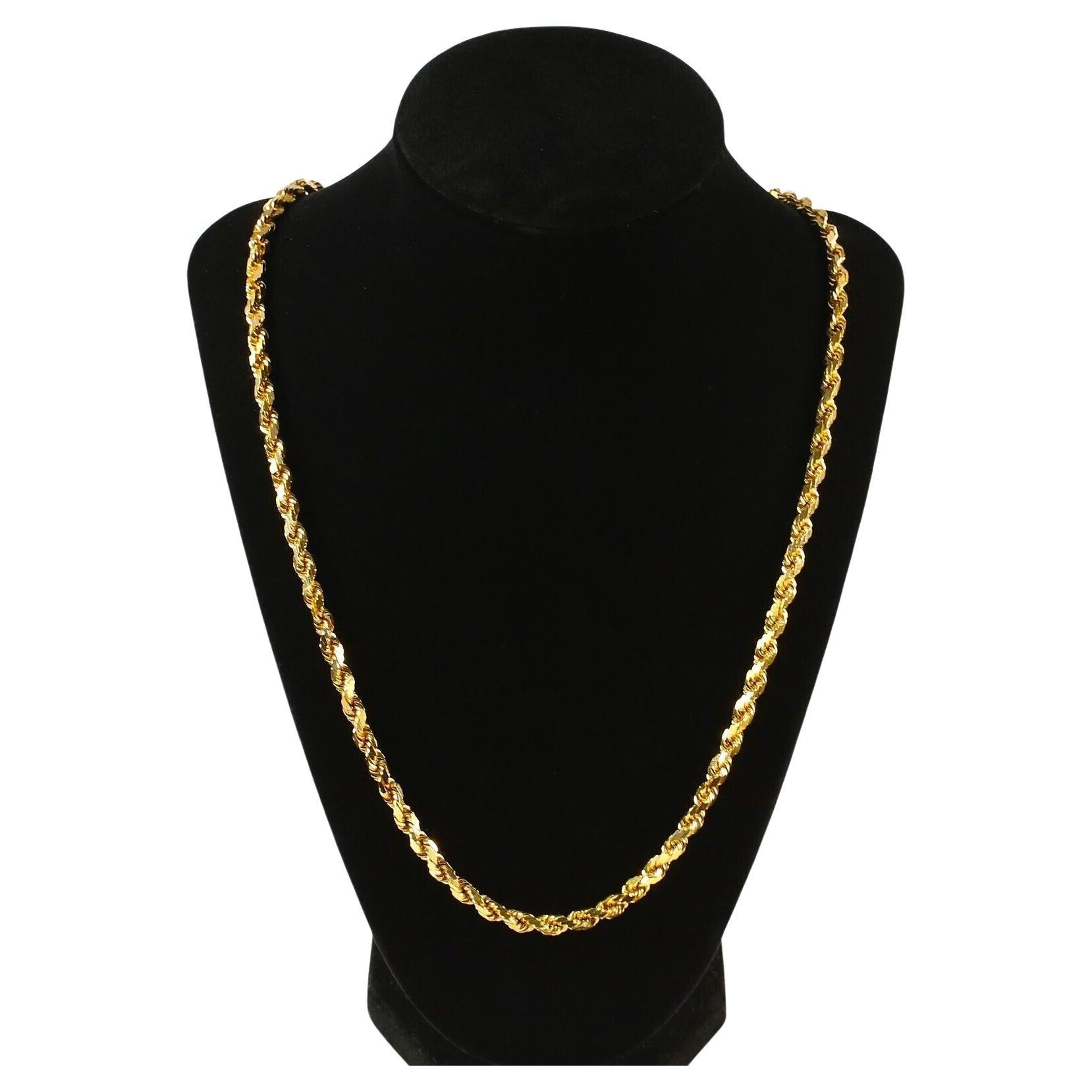 22k Gelbgold Solid Diamond Cut Seilkette, 23 Zoll - 66,1g