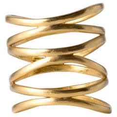22K Yellow Gold Spiral Multi Layer Wide Wrap Statement Ring Band