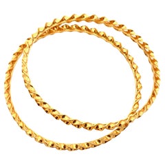 22k yellow gold twisted double matching bangle bracelet