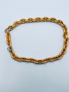 22K Yellow “Isabella FA” Gold and Platinum Diamond Accent Chunky Chain Necklace