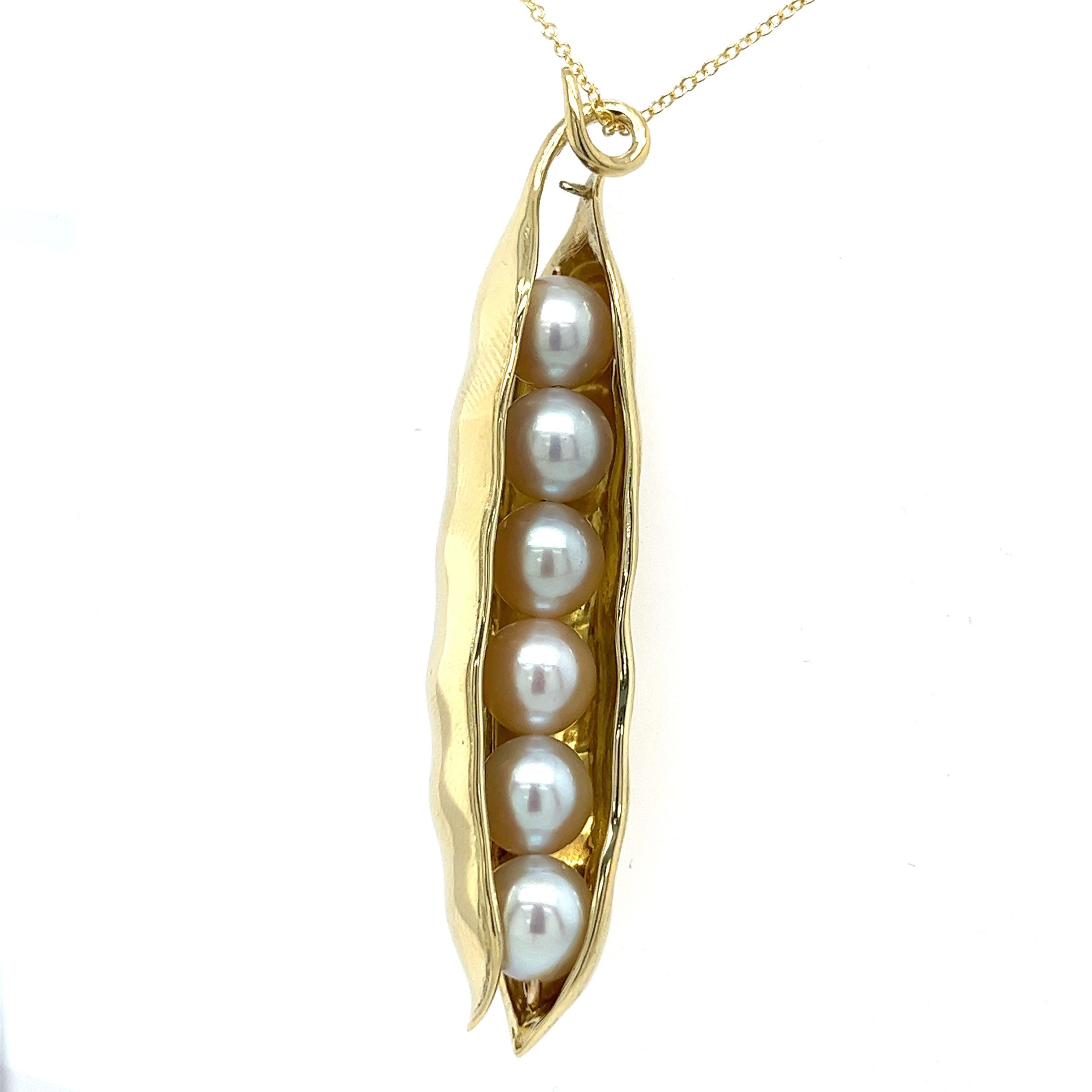22 Karat Gelb massives Gold Weißer Perlen-Edamame-Perlen-Anhänger  (Moderne) im Angebot