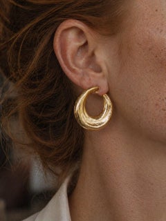 22K Zolotas Hammered Gold Hoop Earrings