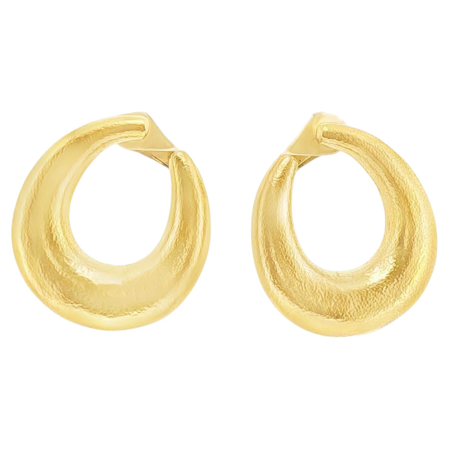 Pre-owned Zolotas 22k Hammered Gold Hoop Earrings In Multiple