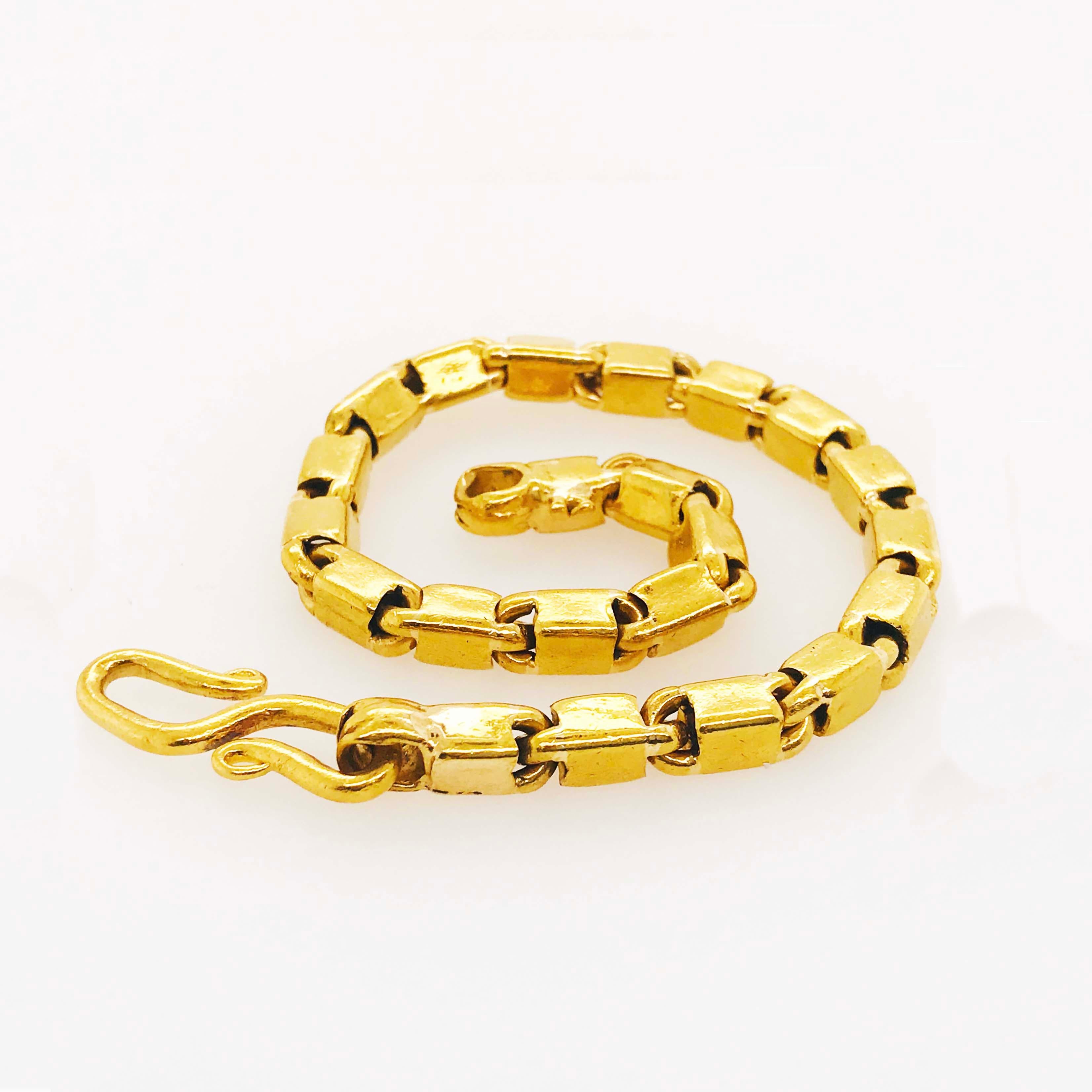 22k Baht Chain Bracelet Extra Large XL Long Thick 22 Karat Pure Gold, 22kt, 22k In Excellent Condition In Austin, TX