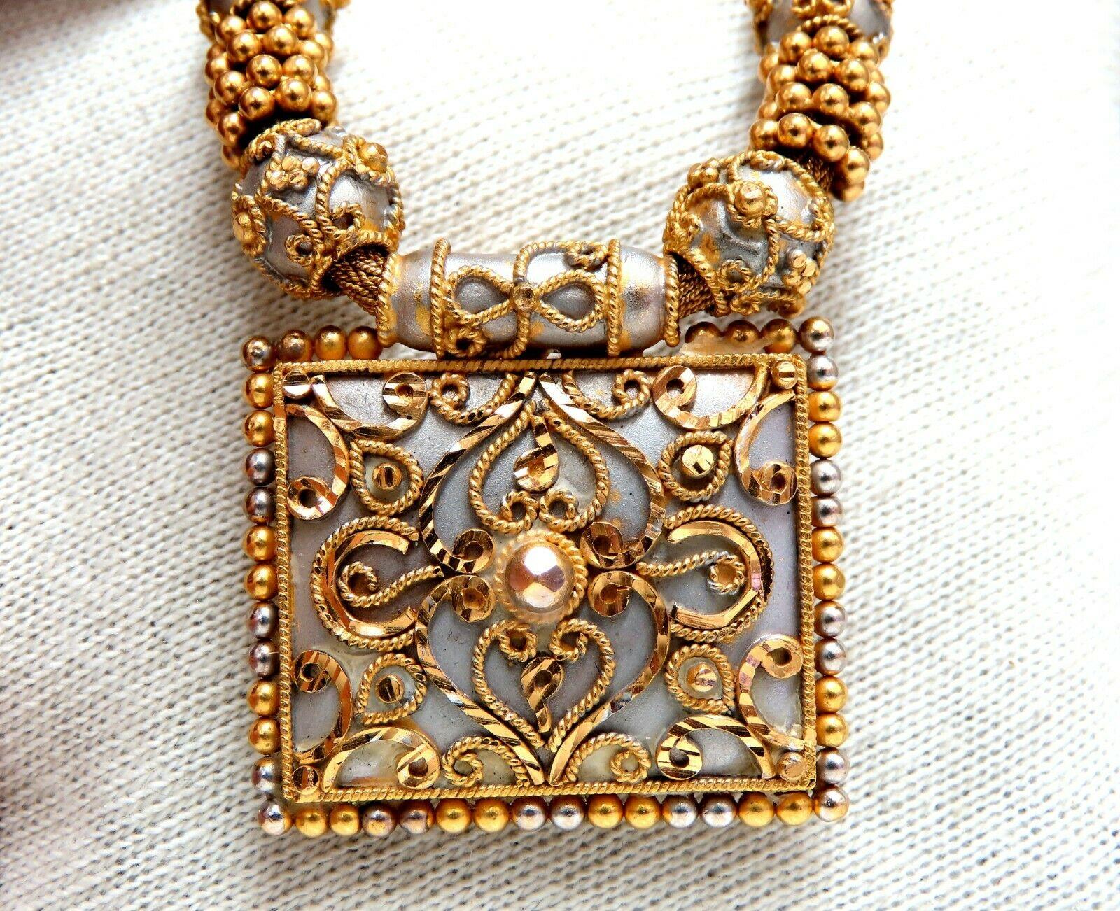 22 Karat Carved Greek Gold Necklace 22 Karat Gold Iconic Emblem Fused Beads 3