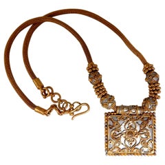 22 Karat Carved Greek Gold Necklace 22 Karat Gold Iconic Emblem Fused Beads